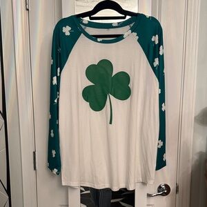 Green and White Shamrock Raglan Shirt